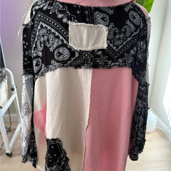 POL Pink and Black Patchwork Top - Picture 4 of 5